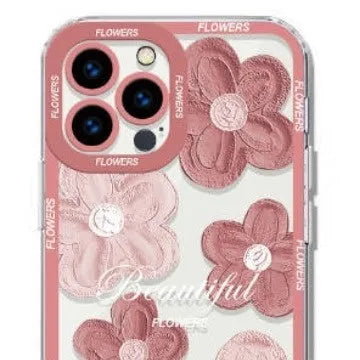Transparent silicone phone case with oil painting flowers design for Apple iPhone