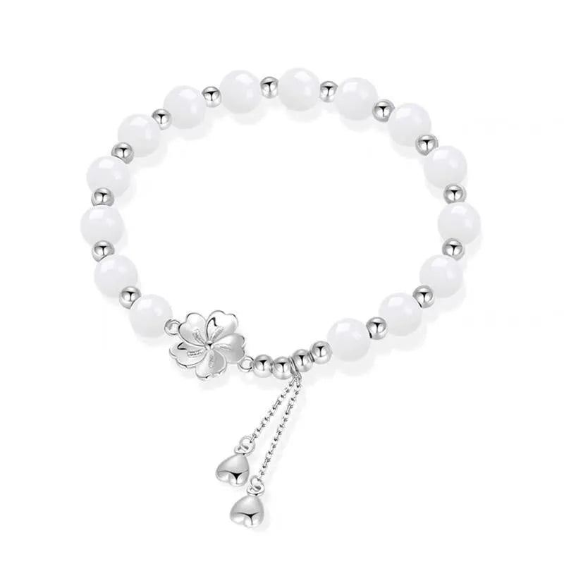 New Chinese style beaded bracelet with floral resin design in matching couple colour options
