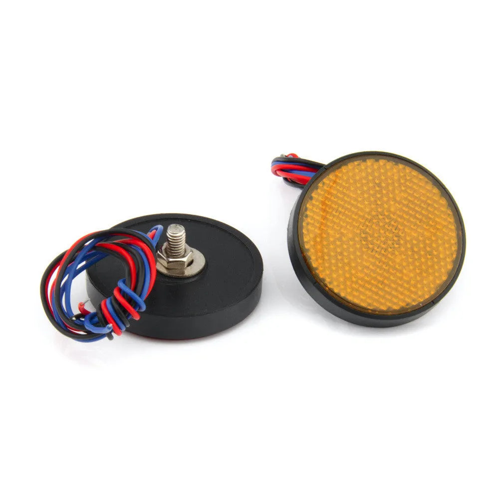 Round lattice 24LED motorcycle turn signal brake light with black shell and red lens