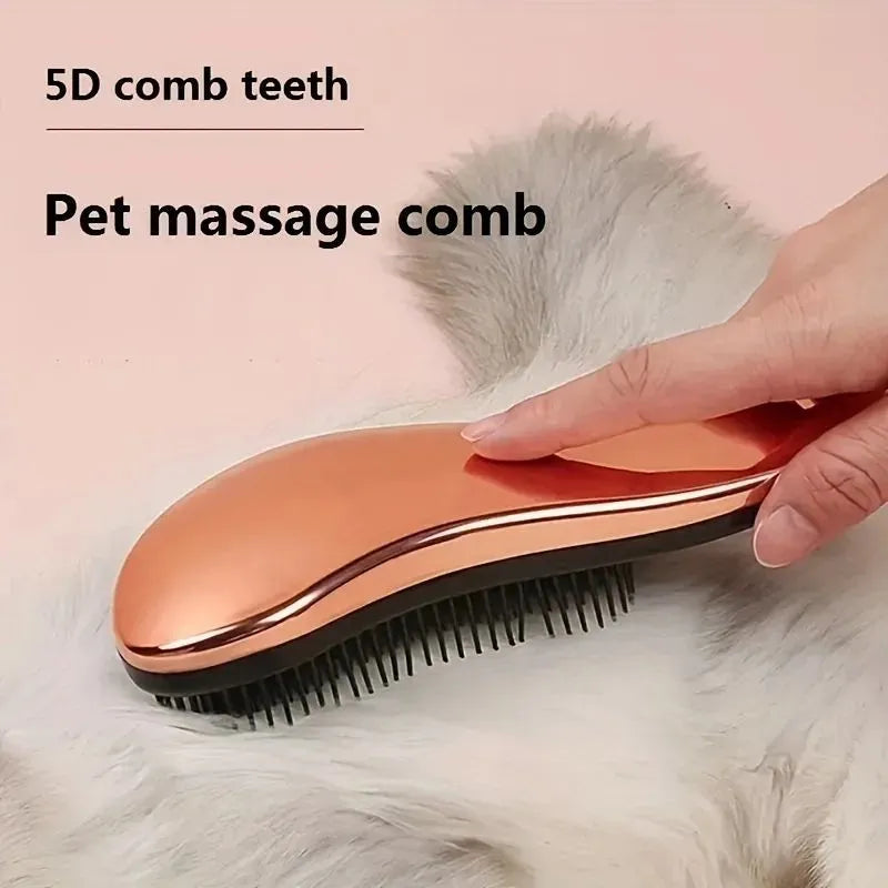 2-in-1 dog grooming comb and massage brush with floating design in Blue colour on a wet surface