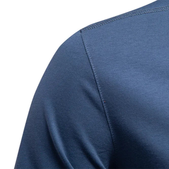 Men's slim fit long sleeve cotton t-shirt in solid colour, shown in beige