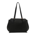 Women's structured PU tote bag in a horizontal square shape with double shoulder straps, shown in a neutral colour.