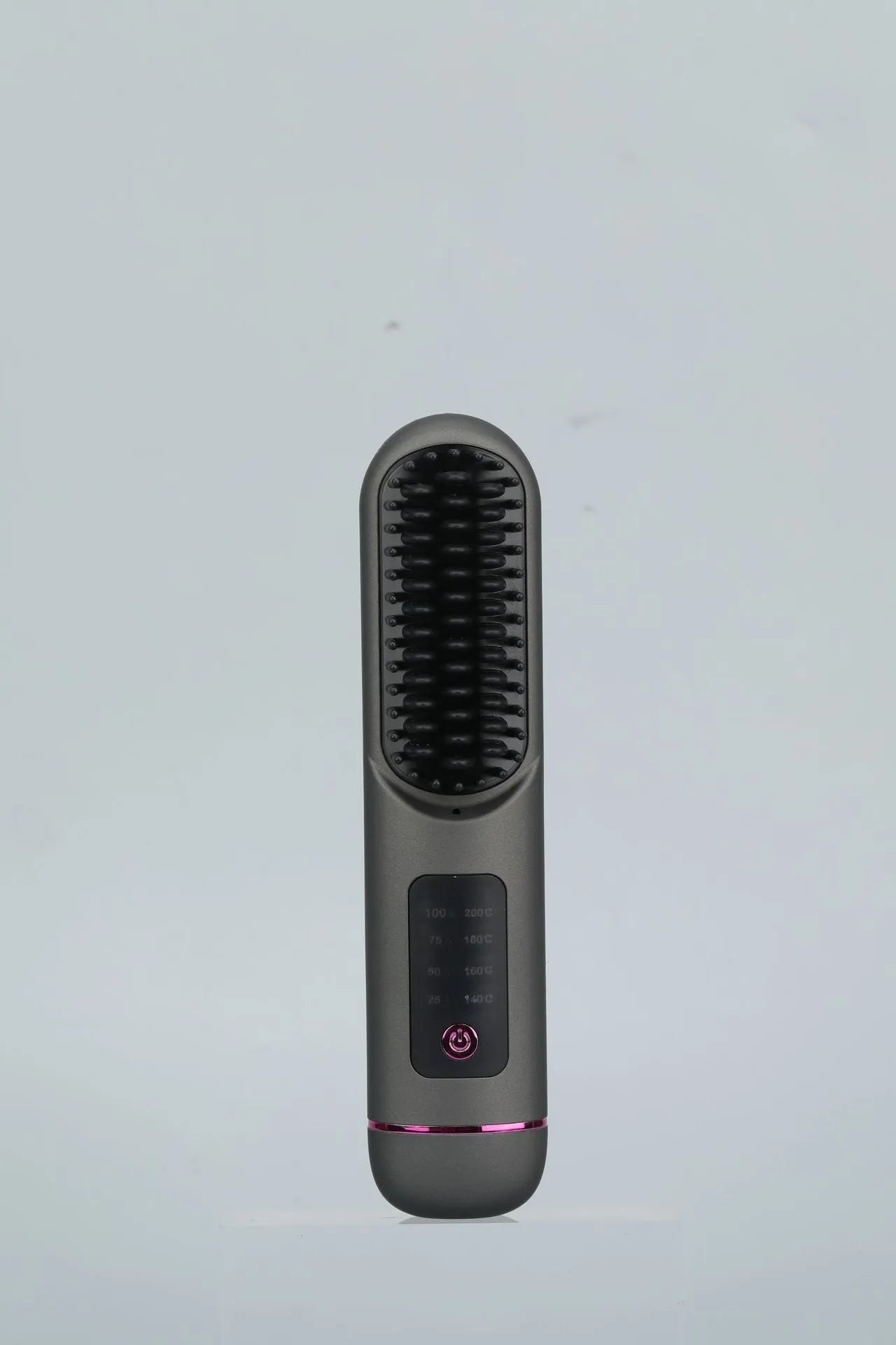 Portable charging negative ion straight hair comb in blue, grey, or white colour.