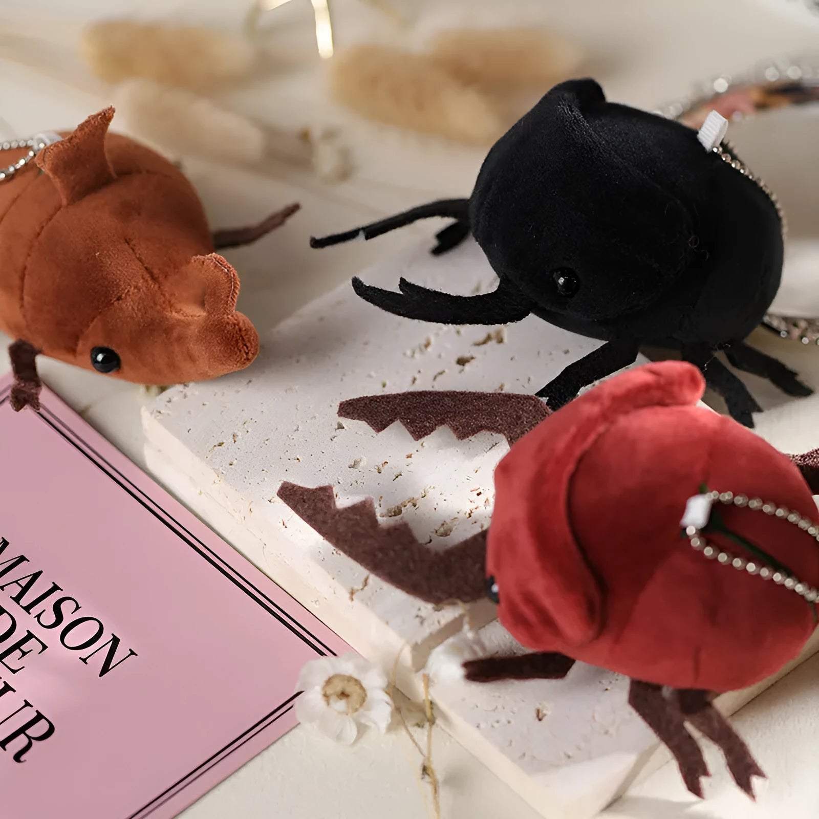 10cm Japanese rhinoceros beetle plush doll pendant in six colour variations