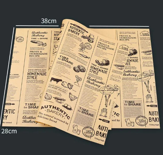 Pack of microwaveable oil-absorbing kraft baking paper sheets 28x38cm with food grade coating