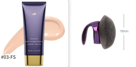 Waterproof body tattoo concealer cream with brush in seven radiance shades