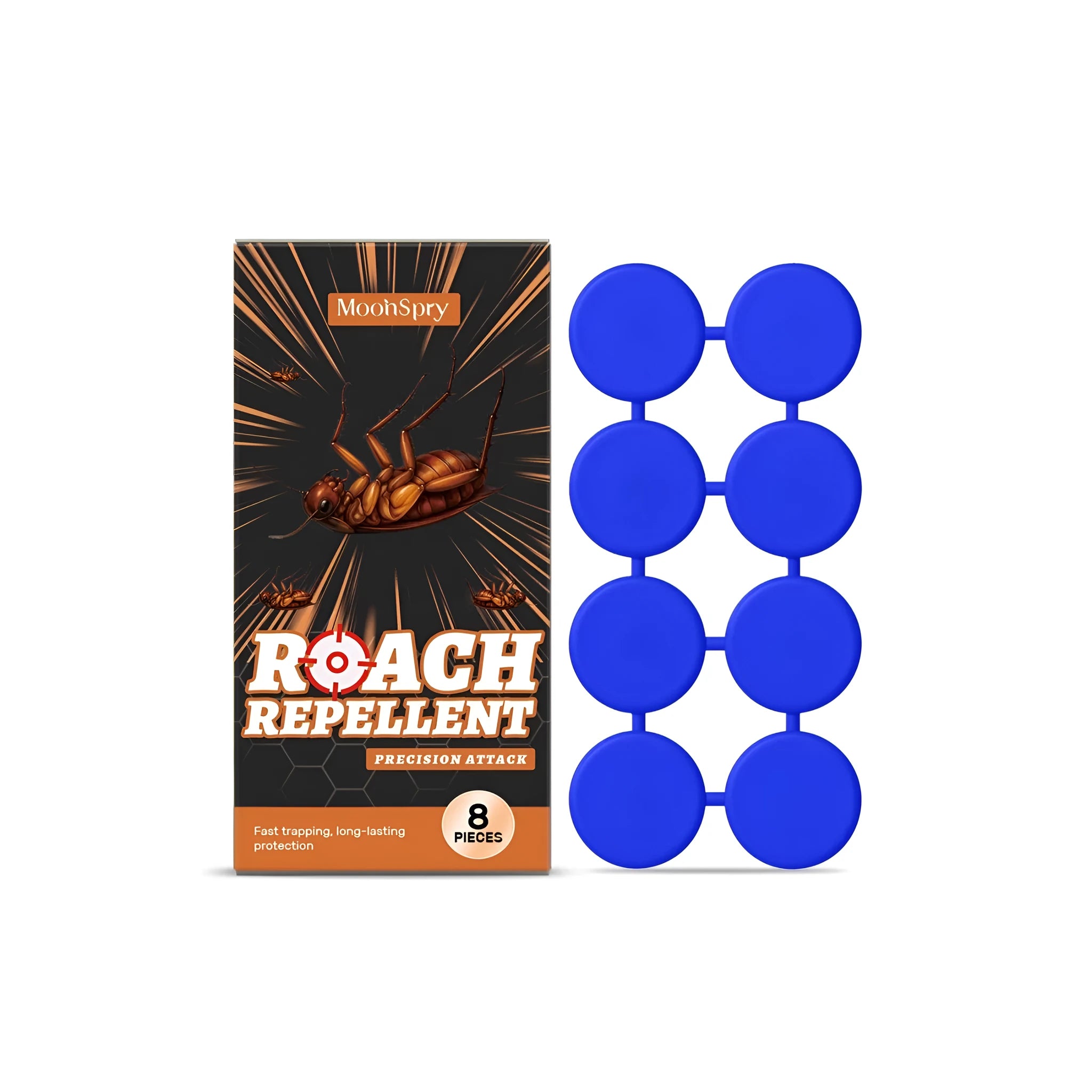 Cockroach bait paste insecticide with 8 units and adhesive backing pads for household pest control