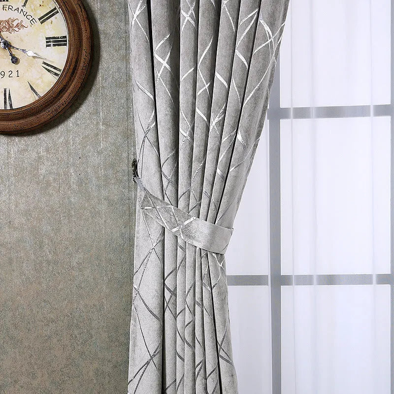 Modern chenille blackout curtain in neutral colour with jacquard weave texture