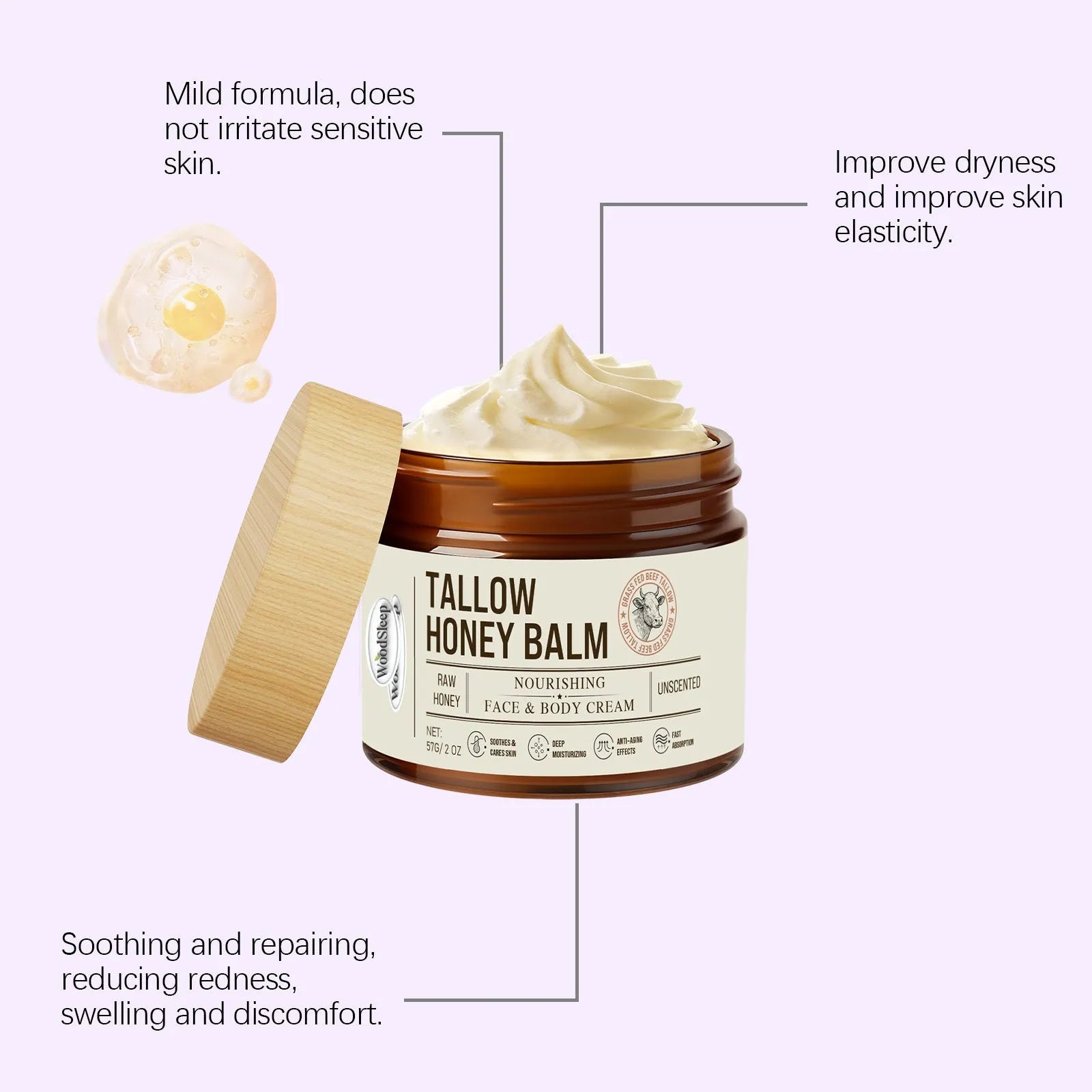 57g tube of tallow honey skin repair moisturising cream for dry skin