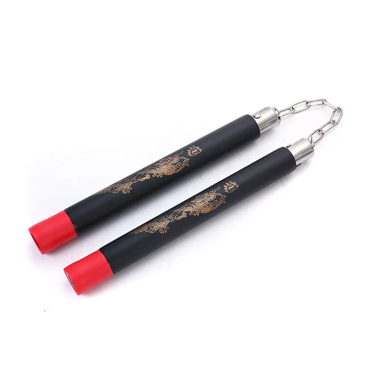 Sponge nunchaku for children beginners practice in black EVA foam double jointed stick