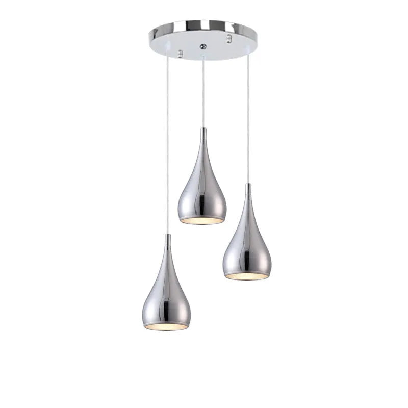 Minimalist iron chandelier pendant light in black finish with three bulb heads.