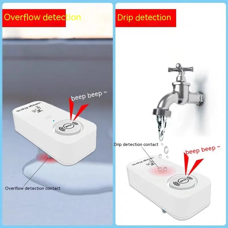 Independent wireless overflow sensor alarm for water leak detection in commercial and residential settings