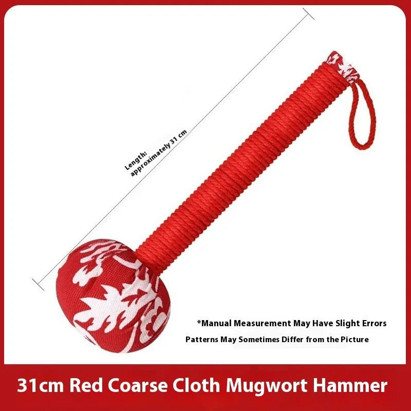 Argy wormwood hand-held massage hammer in green, shown with 26cm and 31cm size options.