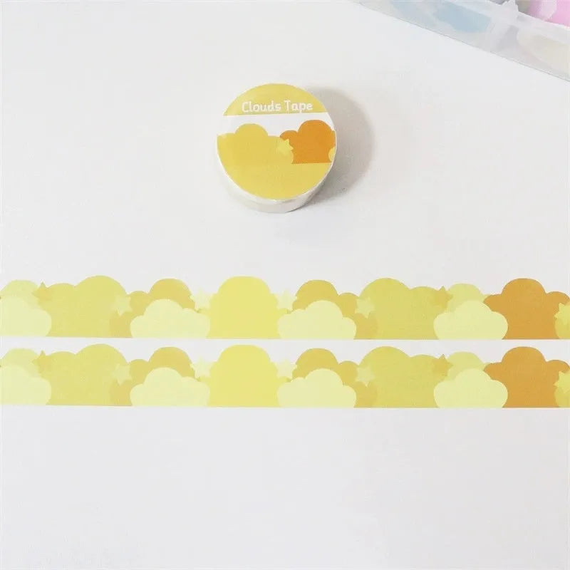 Japanese washi tape roll with star and cloud decorative border patterns measuring 24mm wide