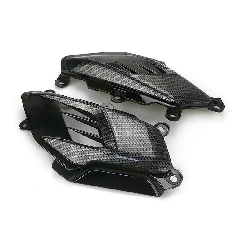 Pair of YAMAHA NMAX carbon fibre side lamps with LED lights in choice of blue or red