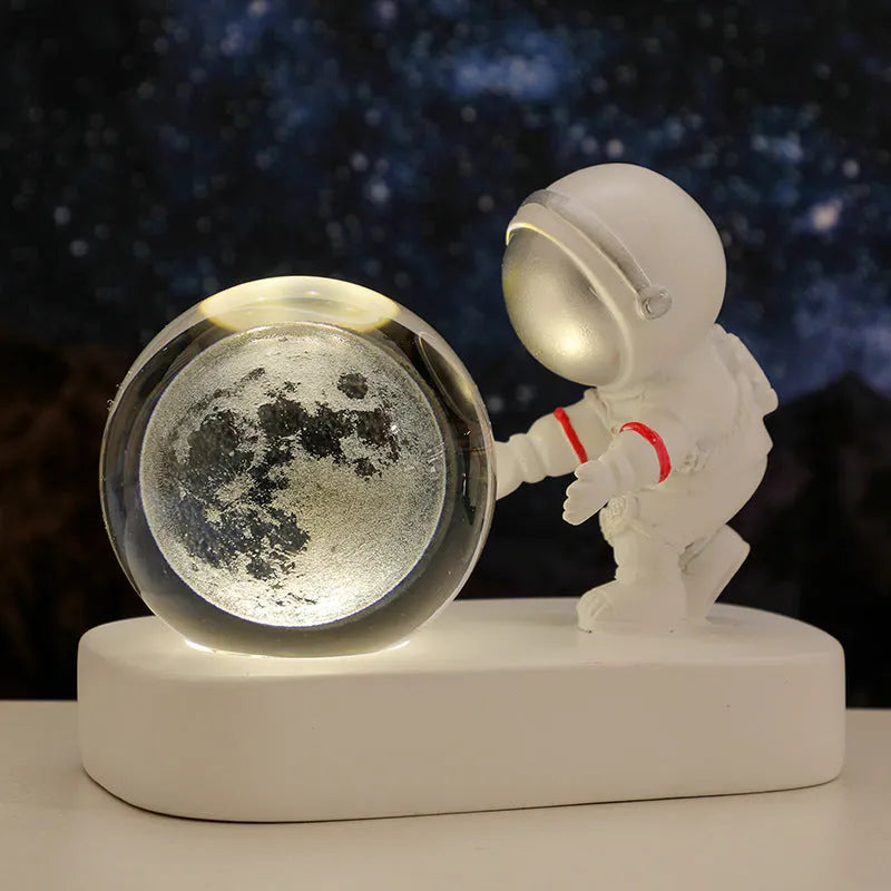 6cm resin crystal ball night light glowing with astronaut and galaxy patterns