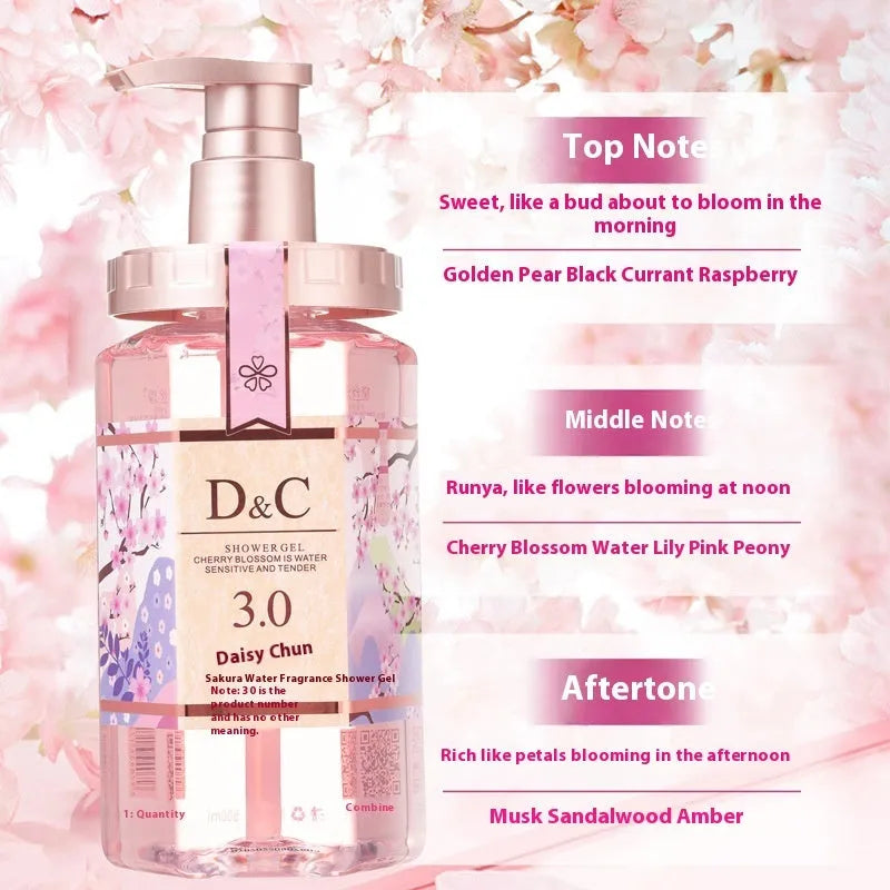 Sakura Blossom shampoo, hair mask, and shower gel set with three 500ml bottles.