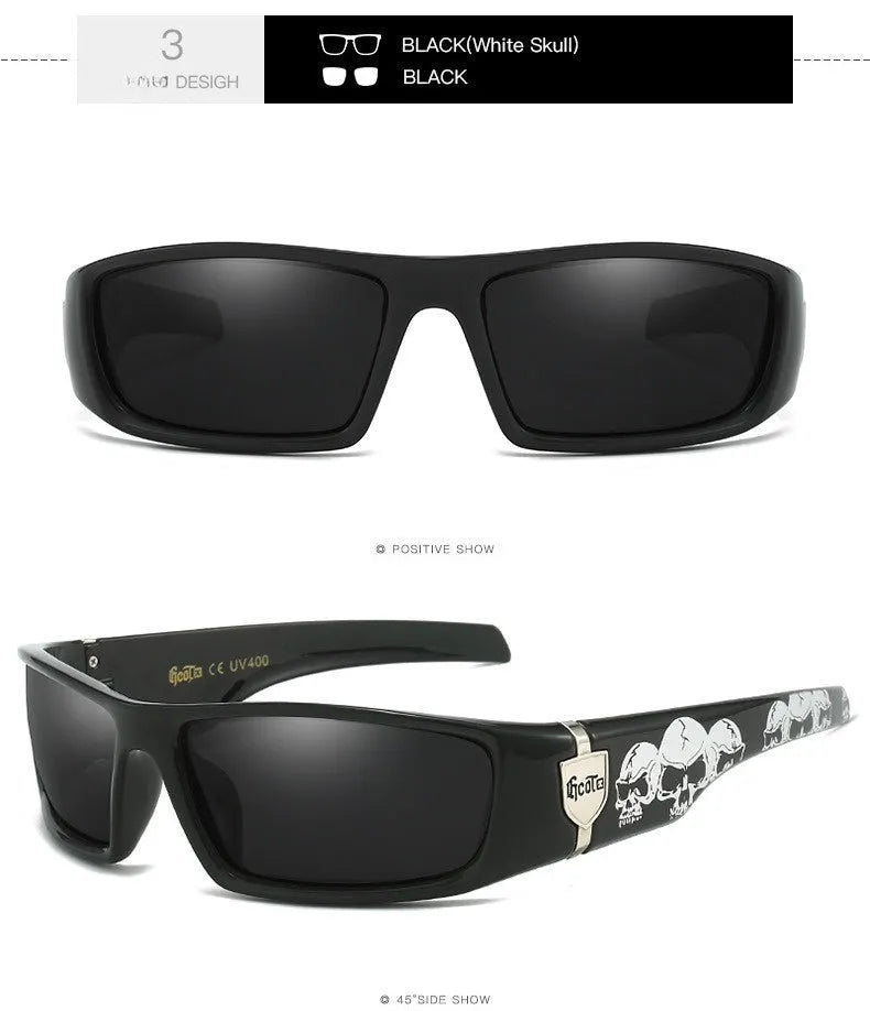 Bandit style hip hop polarized sunglasses in box-style design with multiple colour options