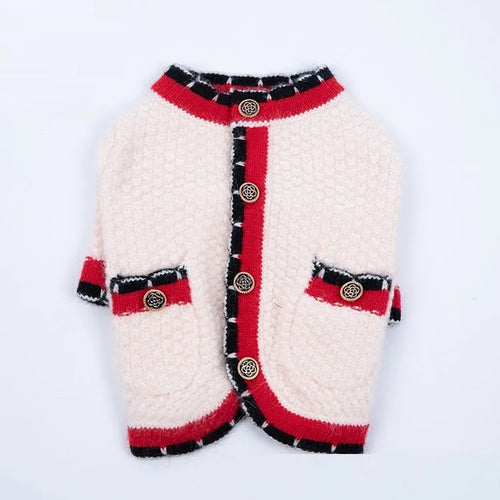 Blue Bejirog wool sweater cardigan for pets in classic princess style with traditional design