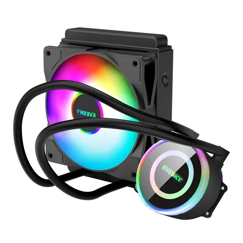 Aluminium CPU radiator with RGB fans in 120mm, 240mm, and 360mm size options