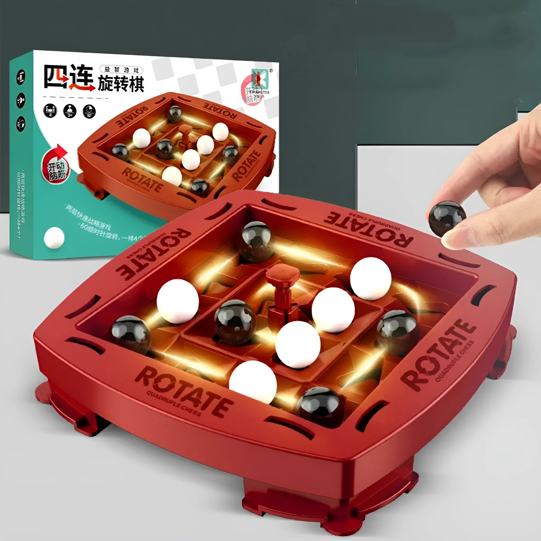 Track Logic Chess educational board game with black and white beads in colour box package, for teenagers aged 7 to 14