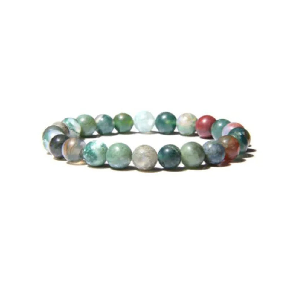 Handcrafted 8mm natural stone bead bracelet for girls with multiple agate colour beads