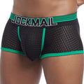 Men's breathable mesh boxer underwear in blue, green, red, yellow, sizes M-XXL, nylon shaping design