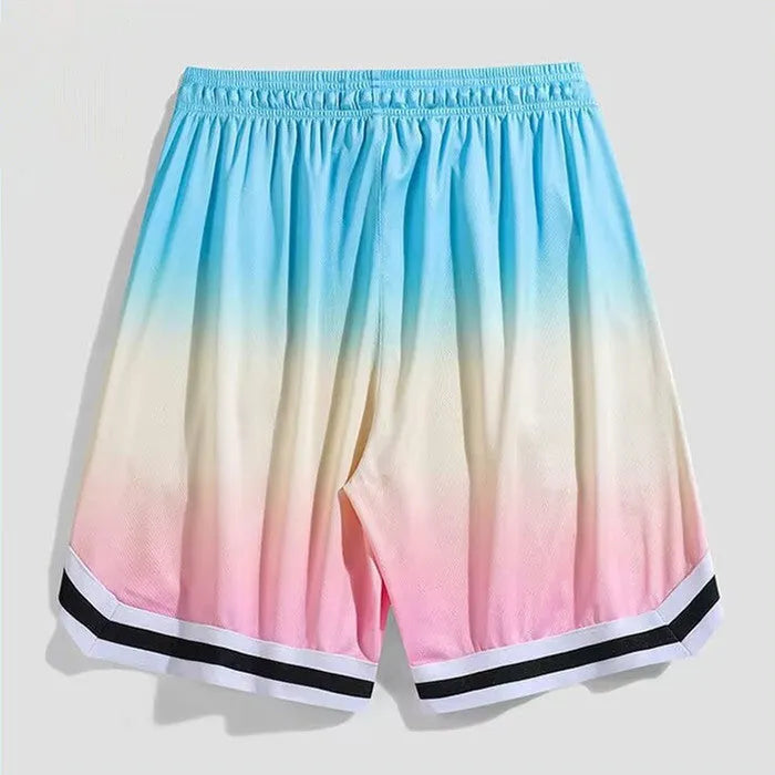 Men's gradient pattern cropped trousers in loose casual fit available in pink, grey, black and white colours
