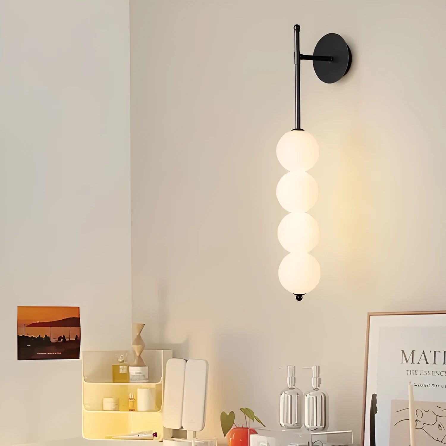 Nordic wall lamp in gold finish with tricolour light, rotomoulded construction for bedside atmosphere