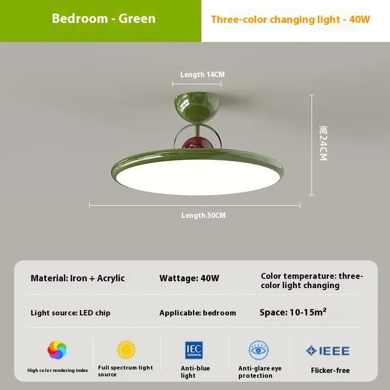 Modern Nordic style ceiling light with full spectrum eye protection LED and dimming controls