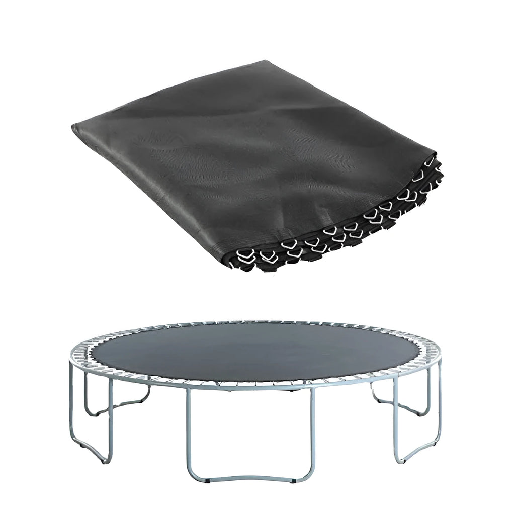 Round elastic bungee fabric sheet for trampolines with button fasteners around edge