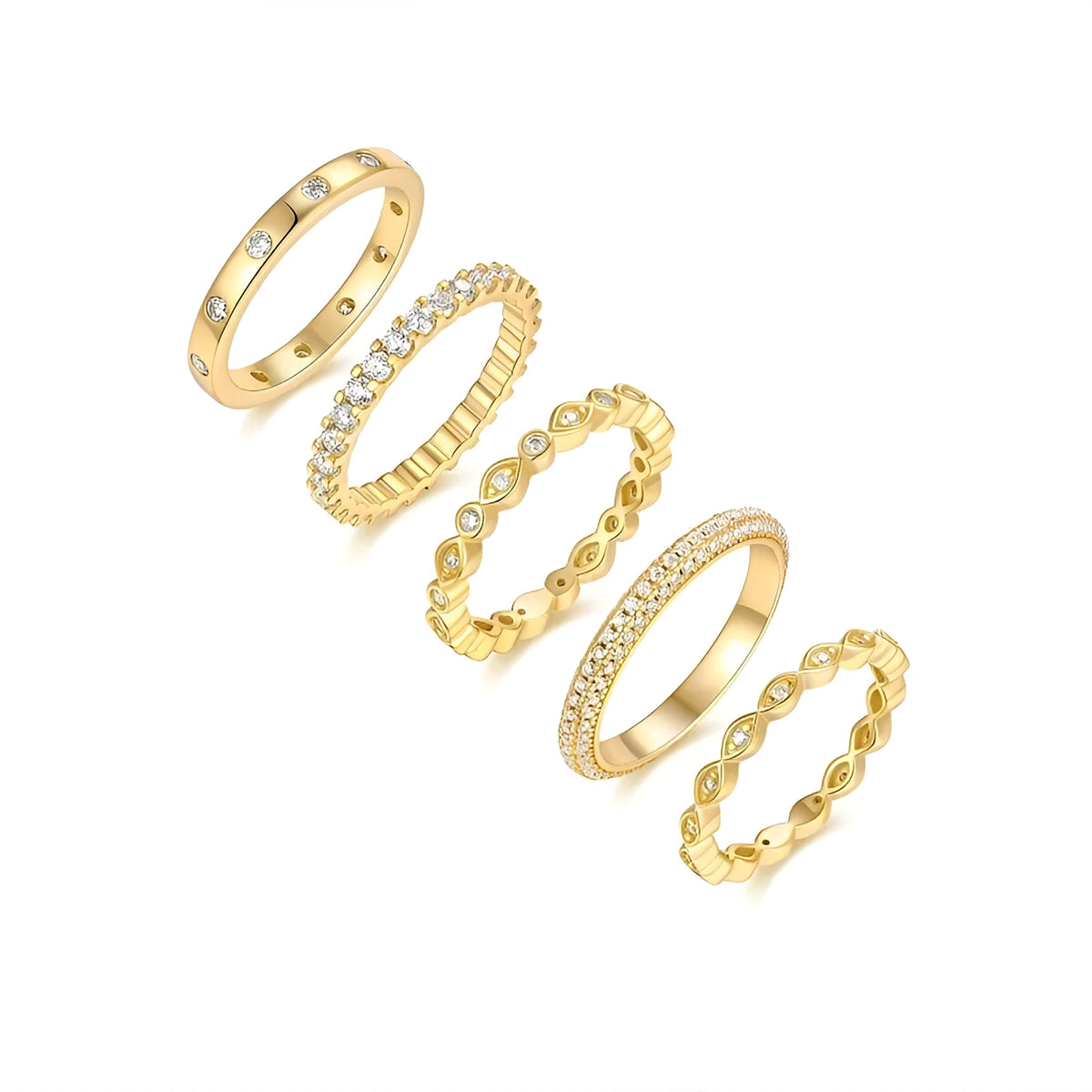 Golden Music wedding ring set with moissanite centre stone on gold-plated S925 silver band in gift box
