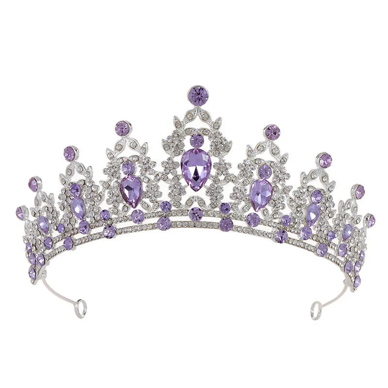 Baroque crown bride headdress with rhinestones in silver and gold colour options