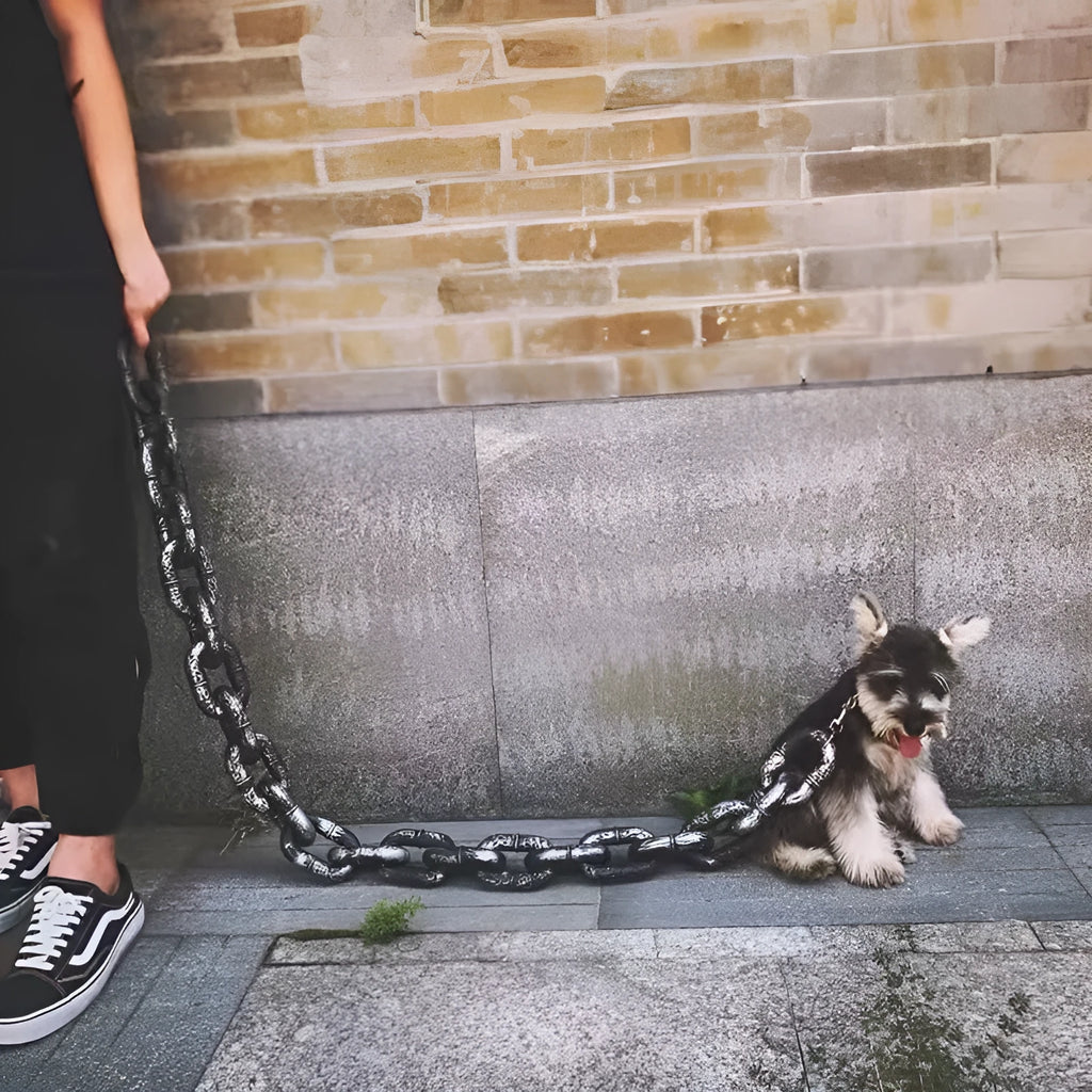 Simulated dog leash filming prop with rough rope design in antique bronze finish