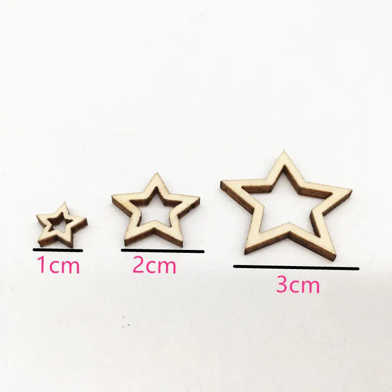 MDF wooden five-pointed star hollow pendant ornaments in 10mm and 20mm sizes for home decor
