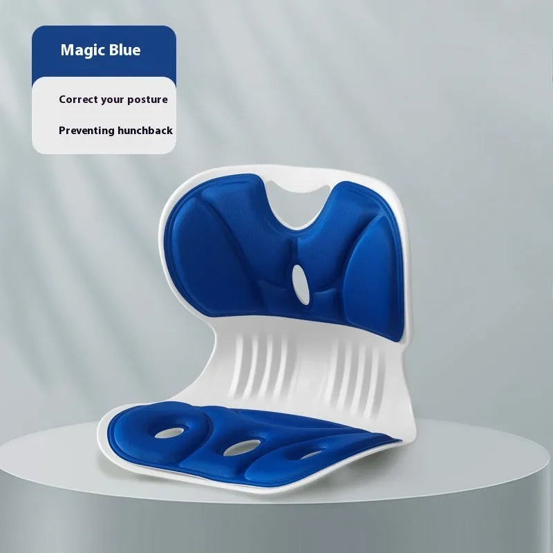 Memory foam chair backrest cushion in grey showing minimalist solid colour design for lumbar support