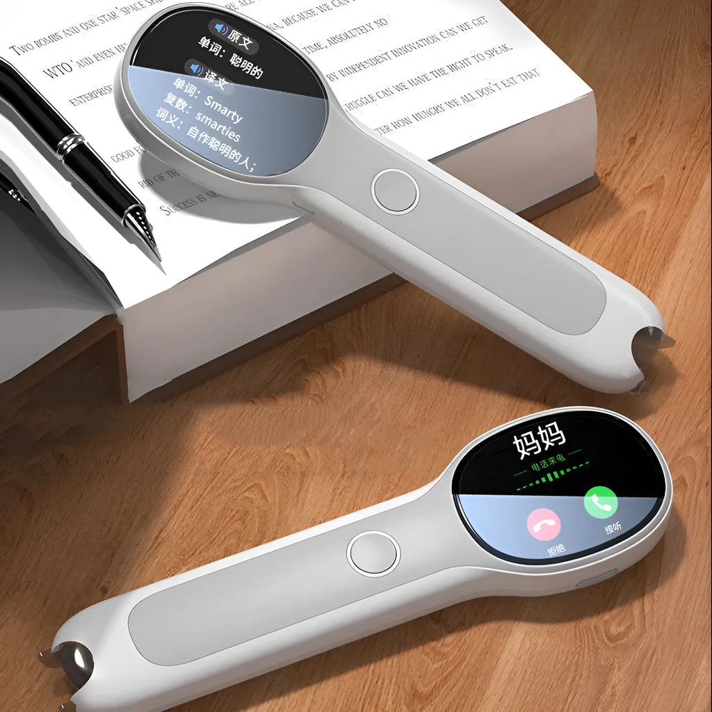White reading pen translation device with USB cable for English Chinese language learning