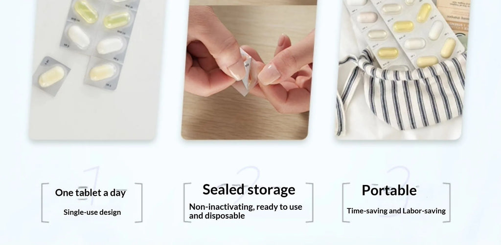 Disposable water emulsion sample travel set with 7 piece trial pack of genuine skincare products