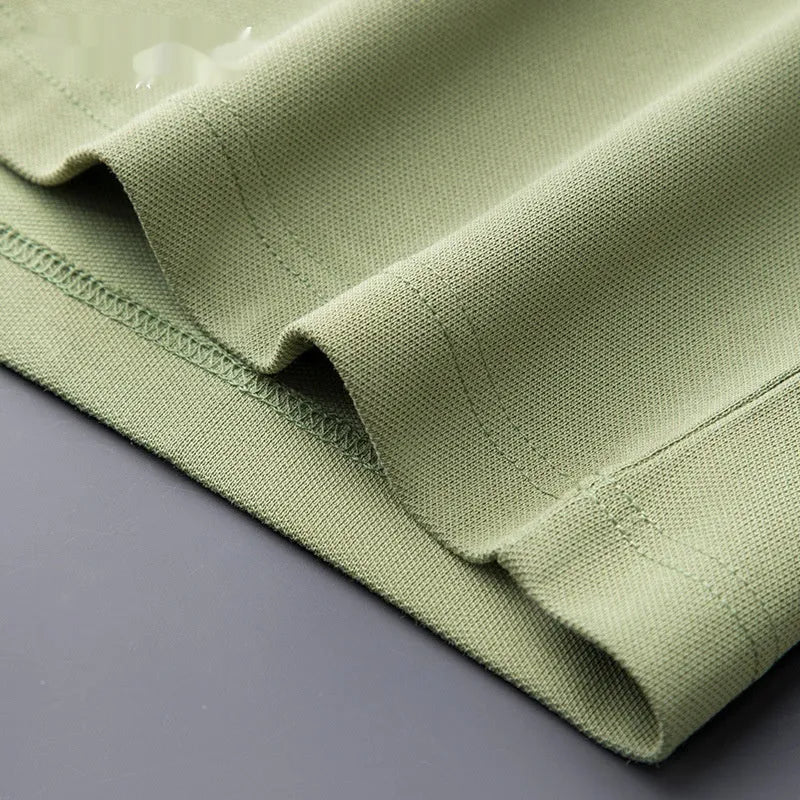 Men's slim fit short sleeve lapel top in cotton blend fabric, shown in graphite gray colour.