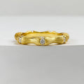 925 sterling silver bamboo joint ring brushed finish gold colour for women