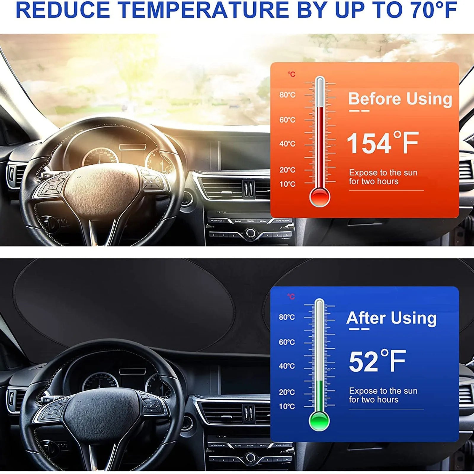 Car sun block silver tape heat insulation sun visor shield for windscreen protection