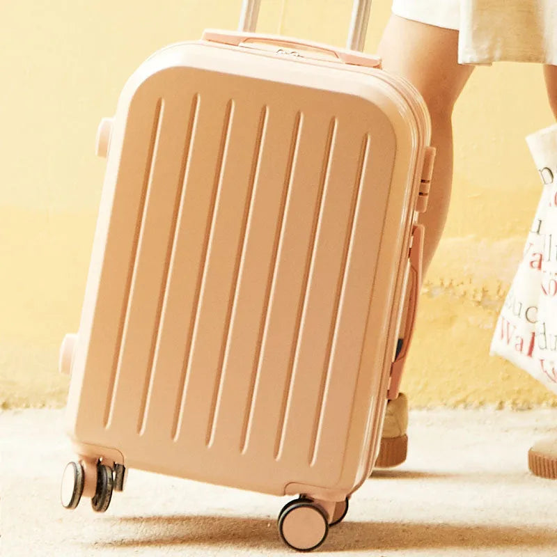 Candy colour ABS PC trolley case in Matcha Green, 22 inches, with pull rod and universal wheels