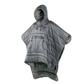 Grey adult outdoor cloak sleeping bag convertible to wearable camping cape with nylon fabric