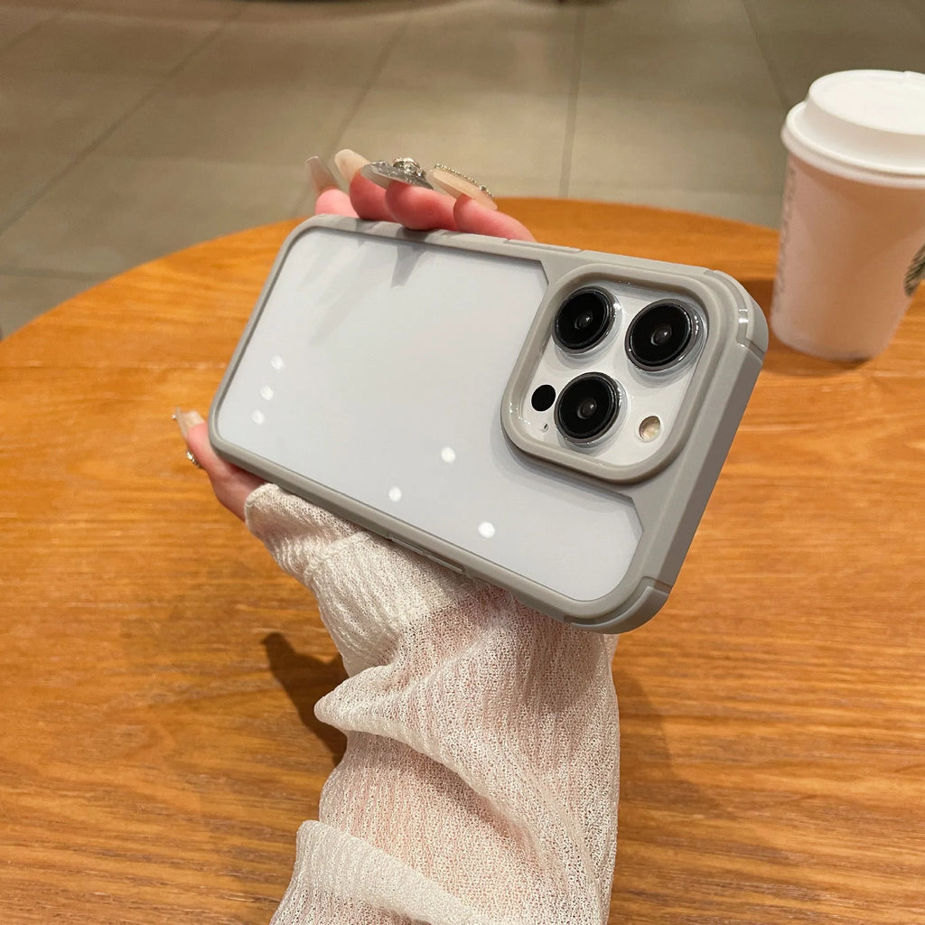 Golden Nail transparent TPU PC phone case with four-corner drop-resistant groove for iPhone 11–14 series