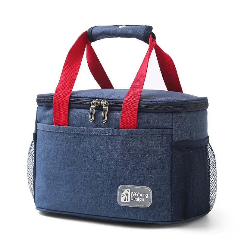 Insulated crossbody picnic bag in Oxford cloth with shoulder strap, shown in grey colour