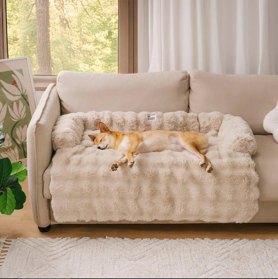 Kennel right angle removable washable pet sofa in dark gray with plush cover, size M