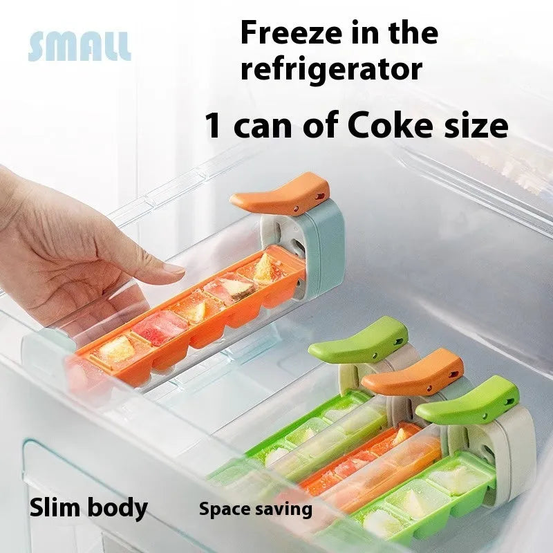 Food grade press-release ice cube tray with storage box in Maldives colour or pearl white.