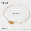 Women's adjustable freshwater pearl necklace and bracelet set with geometric stainless steel pendant