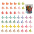 Set of 50 glitter butterfly hair claw clips in multiple colours showing mini size