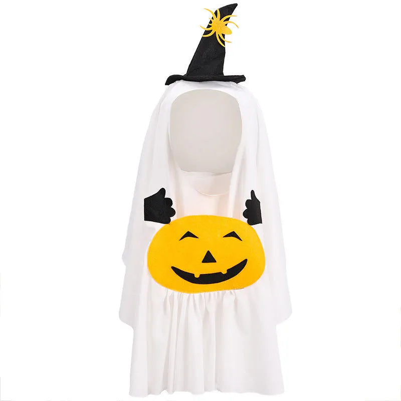 White pumpkin ghost Halloween costume for dogs in viscose fibre material
